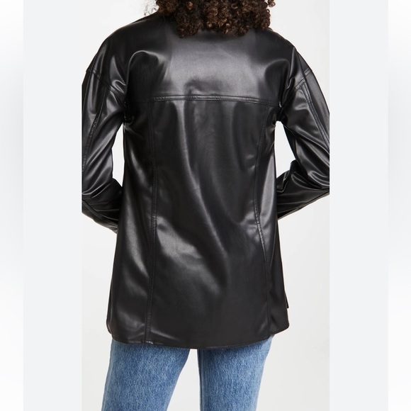 Blank NYC Women’s Lonestar Oversized Vegan Leather Fringe Shirt Jacket S Black - Picture 3 of 11